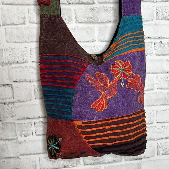 Handbags - Handcrafted in Nepal Patchwork Boho Hippie Crossbody Bag Purse